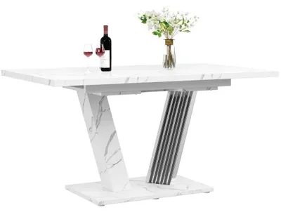 Produktbild von Esstisch, modernes Design, platzsparende Ausziehfunktionen, weiß
