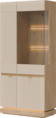 Productafbeelding van Furniture24 Vitrinekast Milton Ml06, vitrinekast voor de woonkamer, eikenhout Torro/kasjmierenlook