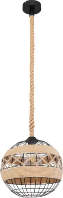 Produktbild von Hängeleuchte, Hanfseil,  Kugel, schwarz, H 120 cm