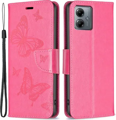 Produktbild von Motorola Moto G14 Hülle - Coverup Schmetterlinge Klapphülle - Rosa