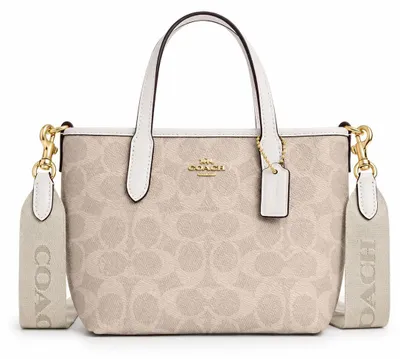 Produktbild von Damenhandtasche Coach City Mini Tote, Signature Canvas, Beige / Weiß