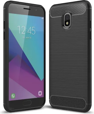 Produktbild von Samsung Galaxy J3 2018 Hülle Silikon Schwarz Carbon Optik Case TPU Handyhülle Bumper