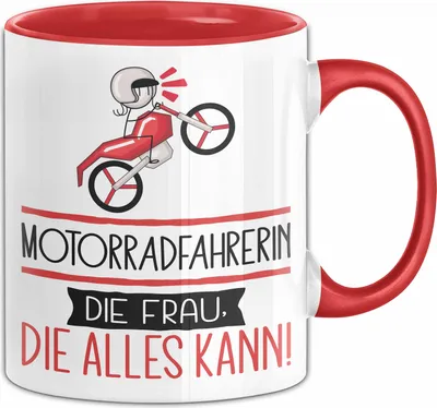 Produktbild von Motorradfahrerin Geschenk Tasse Becher Die Frau Die Allen Kann Geschenkidee für eine Motorradfahrerin Lustig (Rot)