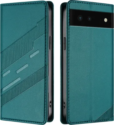Produktbild von Hülle für Google Pixel 6, Kunstleder Brieftaschen Handyhülle mit Kartenfach und Standfunktion Grün
