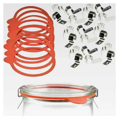 Produktbild von Einmachset mit 10 Weckringen 94x108 mm und 20 Metallklammern