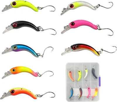Produktbild von Wobbler Set 8-teilig, Trout Lures, Einzelhaken, für Süß- und Salzwasser, für Forelle und Barsch