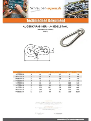 Produktbild von Karabinerhaken Edelstahl A4 Durchmesser 4