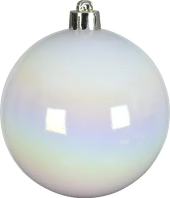 Produktbild von Weihnachtskugeln Kunststoff 6cm 12 Stück - Weiß irisierend