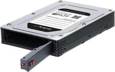 Produktbild von StarTech.com 2,5" auf 3,5" Festplatten Adapter - für SATA und SAS SSDs/ HDDs - 2,5 Zoll Festplattenadapter - Speichergehäuse - 2.5" (6.4 cm) - SATA 6Gb/s / SAS 6Gb/s - SAS 6Gb/s, SATA 6Gb/s - Schwarz, Silber