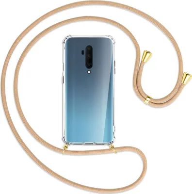 Produktbild von Handykette Backcover-Schutzhülle mit Band (Metall goldfarben) für OnePlus 7T Pro - beige