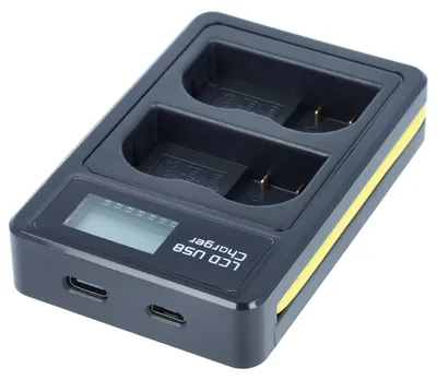 Produktbild von vhbw Dual Micro-USB + USB-C Ladegerät kompatibel mit Nikon D800, D800E, D810, D750, D810a Kamera - Ladeschale + Micro-USB Kabel Ladeanzeige + Display