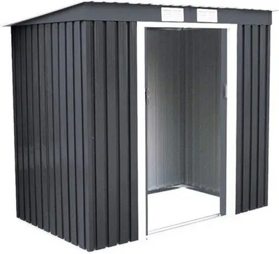 Produktbild von Gerätehaus – Satteldach – Metall – 213 x 130 x 173 cm – Dunkelgrau – Gartenhaus