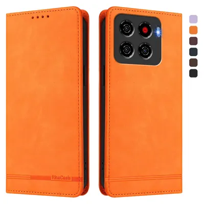 Image de Etui pour ZTE Blade A56, étui rétro en cuirPolyuréthaneavec support et fentes pour cartes Orange