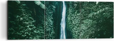 Produktbild von Bild auf Leinwand - Leinwandbild - 3 Teile - Tropen Wasserfall Dschungel - 120x40cm - Wand Bild - Wanddeko - Wandbilder - Leinwanddruck - Bilder - Wanddekoration - Leinwand bilder - CA120x40-5103