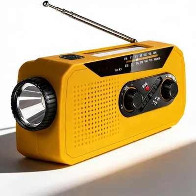 Produktbild von Solar Radio mit 2000-mAh-Akku , Selbstbetriebenes Kurbelradio mit LEDTaschenlampe , Notfallradio AM/FM  Radio,Notbeleuchtung , Wiederaufladbar, Gelb