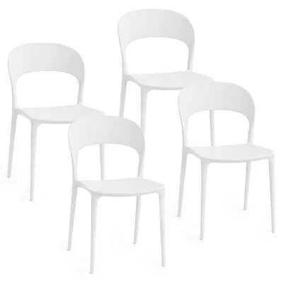 Obrázok produktu pre Sada 4 bielych plastových stoličiek Baroni Home – skladateľné, bez potreby montáže, ľahké