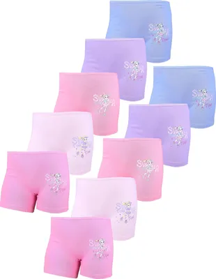 Produktbild von TupTam Unterhosen Mädchen Shorts 10er Pack – Bequeme Unterwäsche für Mädchen aus Baumwolle, Farbe: Skaterin Rosa Lila Apricot , Größe: 92-98