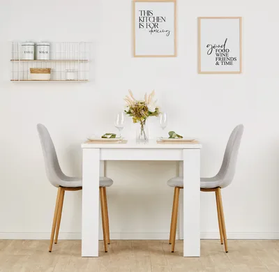 Produktbild von Homestyle4u Essgruppe mit 2 Stühlen Esstisch Weiß 80x80 cm Küchentisch