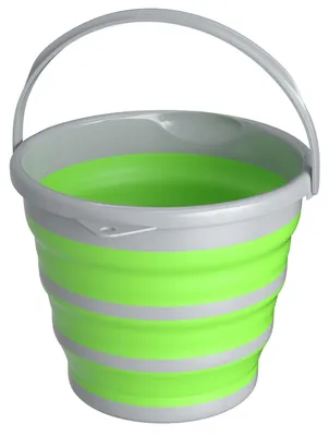 Produktbild von Intirilife Eimer Faltbar 10 L in Grün - Grau - 34 x 33 x 25 / 5 cm - Falteimer Putzeimer, Wassereimer, praktisch zusammenfaltbar, für unterwegs oder zuhause