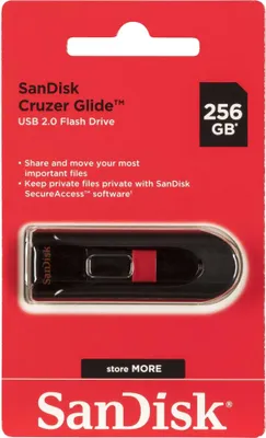 Obrázek produktu pro SanDisk Cruzer Glide, 256 GB, USB Typ-A, 2.0, Kluzné, 6,8 g, Černá, Červená
