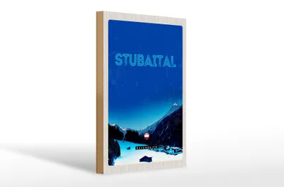 Produktbild von Holzschild Reise 20x30cm Stubaital Österreich Winter Schnee