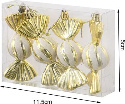 Produktbild von 4 Stück Weihnachts-Süßigkeiten-Dekorationen, glitzernde hängende Süßigkeiten-Ornamente, bunte Süßigkeiten-Anhänger für Weihnachtsbaum-Party-Dekoration