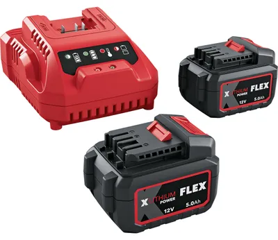 Produktbild von Flex Akku-Starter Set Power Set 12-55 Q 2 Akkus 12 V 5,0Ah AP 12.0/5.0 + Ladegerät