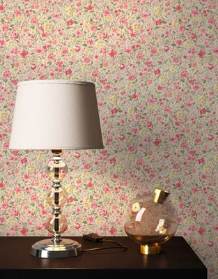 Produktbild von NEWROOM Tapete Beige Vliestapete Blumen - Blumentapete Landhaus Rosa Grün Blüten Wiese  Romantisch