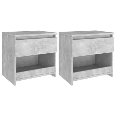 Image de vidaXL Tables de nuit 2 pcs. Gris béton 40x30x39 cm Bois composite