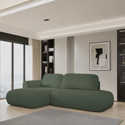 Produktbild von Masseno Ecksofa NUVIRA L-S mit Schlaffunktion L-Form, Sofa mit Bettkasten, Wohnzimmersofa, Couch, Soffa, Bettsofa, Couchgarnitur- Grün, QUELLE 37