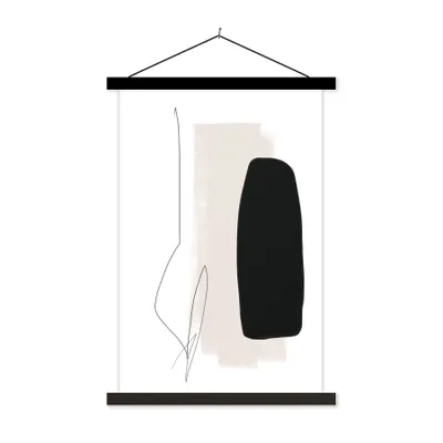 Produktbild von MuchoWow® Textilposter Malerei - Linienkunst - Abstrakt 40x60 cm mit schwarzem Rahmen - Wanddekorationen