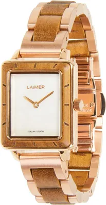 Produktbild von LAiMER Uhr Damen 0188 Orelia Teakholz, Edelstahl rosé vergoldet, Perlmutt