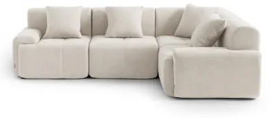Immagine prodotto di DIVANO ANGOLARE MODULARE MILYSOFA SOFAMOUS, 4 posti, rivestito in tessuto di chenille color avorio