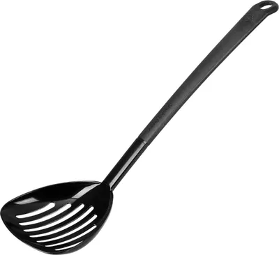Produktbild von Stanley Rogers Abseihlöffel 34 cm, Küchenhelfer mit formschönen Design aus Kunststoff, Schöpflöffel für beschichtete Töpfe und Pfannen (Farbe: Schwarz)