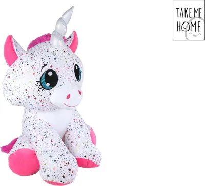 Produktbild von Take Me Home Einhorn Plüsch Kuscheltier weiß rosa 70cm Sternenmuster