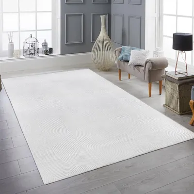 Produktbild von Kuschliger Teppich mit schönem Linienmuster in weiß Größe - 200 x 280 cm