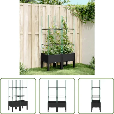 Produktbild von The Living Store Pflanzkübel mit Rankgitter Schwarz 80x40x142,5 cm PP