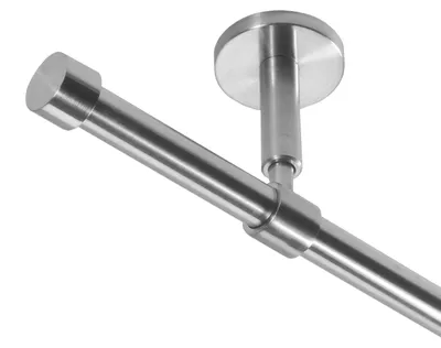 Produktbild von Gardinenstange mit Deckenhalterung I Metall Edelstahl Look 1-läufig I Ø 16mm D11
