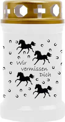 Image de Bougie funéraire (blanche) Bougie funéraire d'une durée d'environ 40 heures - Cheval Chevaux