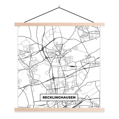 Produktbild von MuchoWow® Textilposter Recklinghausen - Karte - Stadtplan 60x60 cm mit holzfarbenen Rahmen - Wanddekoration