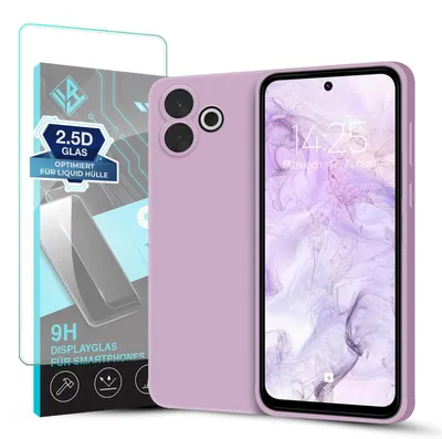 Produktbild von Hülle für Xiaomi Redmi 13 mit 9H Displayglas Displayschutz Case Cover Bumper Smartphone Softgrip Schutzhülle Farbe: Lila