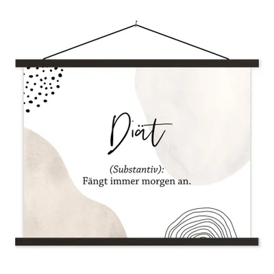 Produktbild von MuchoWow® Textilposter Diät - Sprichwörter - Definition von Diät - Zitate - Wörterbuch 150x113 cm mit holzfarbenen Rahmen - Poster