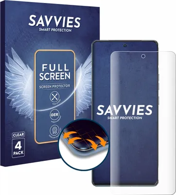 Produktbild von 4x Savvies Fullscreen Schutzfolie für Motorola Edge 40 Pro Displayschutz Folie Fullcover Klar Transparent