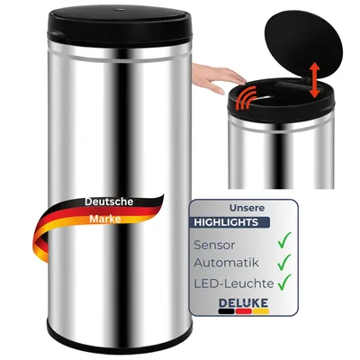 Produktbild von DELUKE® Sensor Mülleimer Küche 80L Edelstahl - Automatik Bewegungssensor Klemmring | Smarter Abfalleimer mit Deckel Müllbehälter Kücheneimer