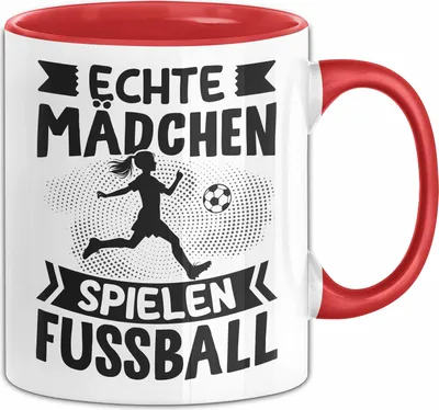 Produktbild von Fußballspielerin Tasse Geschenk Echte Mädchen Spielen Fußball Geschenkidee Frauenfußball Geburtstag Kaffee-Becher (Rot)