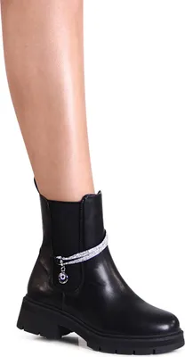 Produktbild von topschuhe24 3114 Damen Plateau Stiefeletten Glitzer Chelsea Boots , Farbe:Schwarz, Größe:37 EU