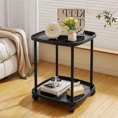 Produktbild von Famanu Beistelltisch Rund - 50 x 42 cm - Moderne Stil - Dekorativer Tisch für Wohnzimmer - Schwarz
