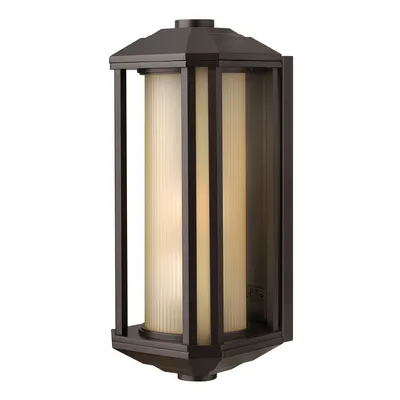 Produktbild von Wandleuchte außen Glas Aluminium E27 IP44 H: 38,3 cm in Bronze Bernstein Retro Design Außenleuchte Wand