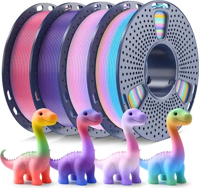 Zdjęcie produktu dla filament do druku 3D, średnica 1,75 mm, rolka 250 g, 250gx4 tęczowe PLA