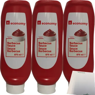 Produktbild von Economy Barbecue-Sauce 3er Pack (3x875ml Flasche) + usy Block
